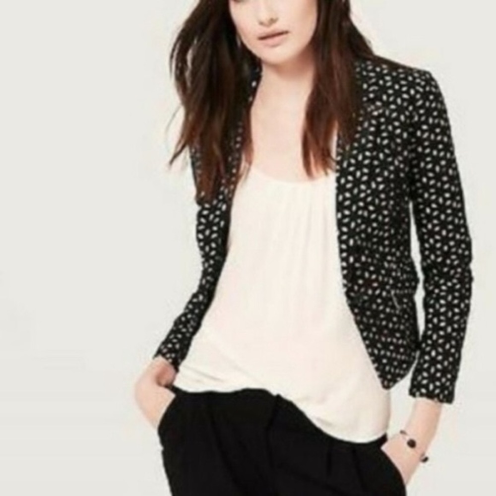 Ann Taylor LOFT eyelet blazer one button